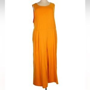 Eloquii Vibrant Orange Career Wide Leg Sleeveless Jumpsuit Women’s Plus Size 28